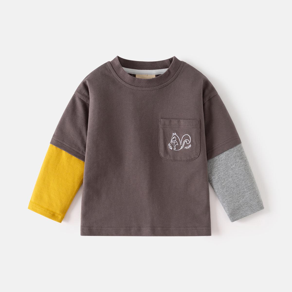 Baby Boys Long Sleeve T Shirt Round Neck Raglan Sleeve Casual Pullover Top for Toddler Boys 90cm