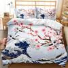 Japanese Style Duvet Cover Pillowcase 3D Pattern Ukiyo-E Wave Bedding Set Adult Bedroom Decoration Single Double Large Size