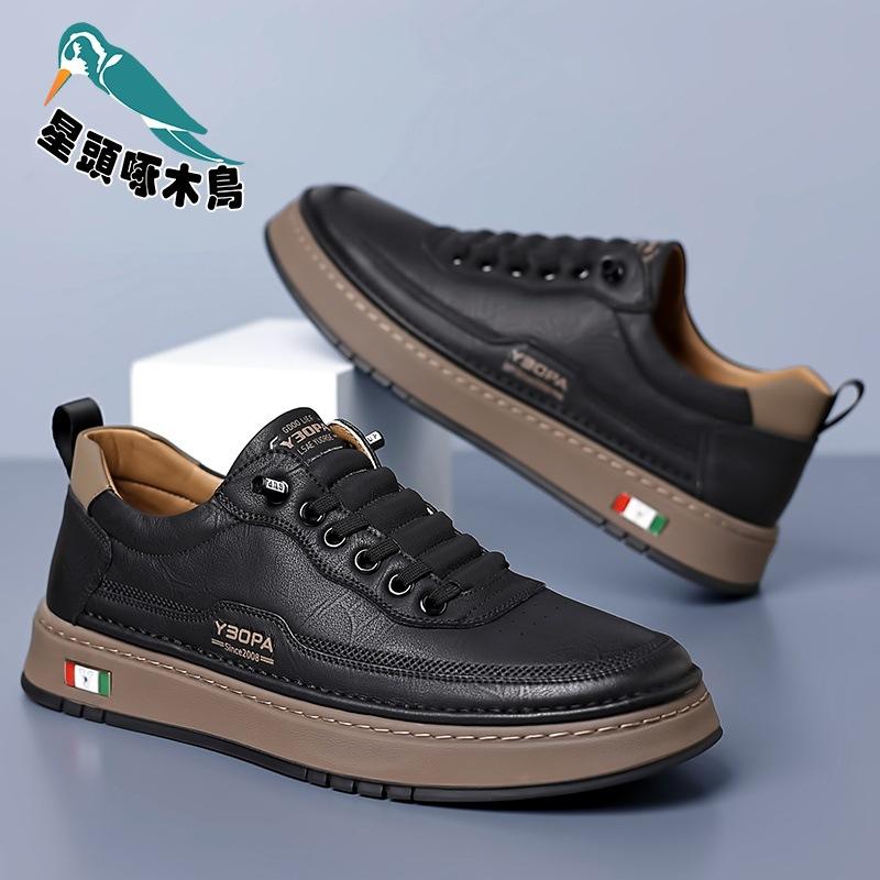 Men's 2025 board shoes four seasons new extra large size men's casual leather shoes men's board shoes white shoes