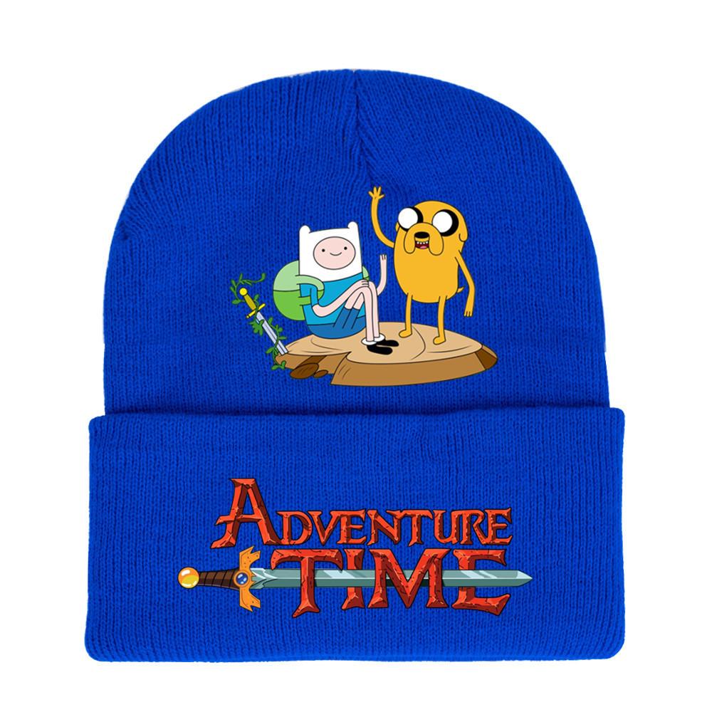 Adventure Time Cartoon Print Acrylic Knit Hat Winter Warm Unisex Beanie For Adults Teens