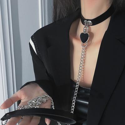 Collana con imbracatura gotica da donna, catena con collare punk rock gotico, girocollo, collana sexy in pelle