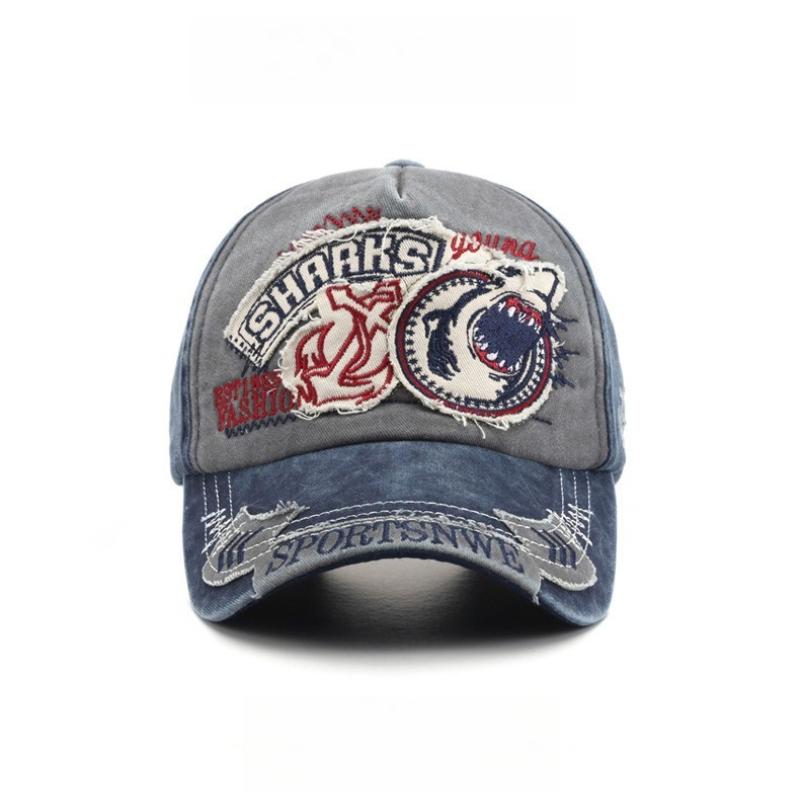 Retro Shark Embroidered Baseball Cap Cotton Solid Color Men Women Unisex Animal Cartoon Streetwear Hip Hop Urban Street Style Sun Hat Outdoor Sport