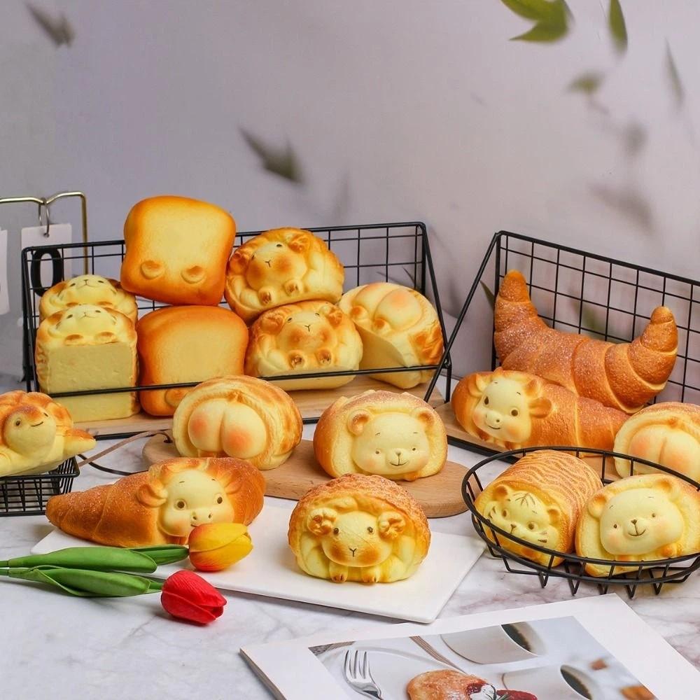 Soft Rebound Squishy Toy Bread Shape Squeeze Toy Fidget Toy Slow Rebound Cake Kitchen Decor