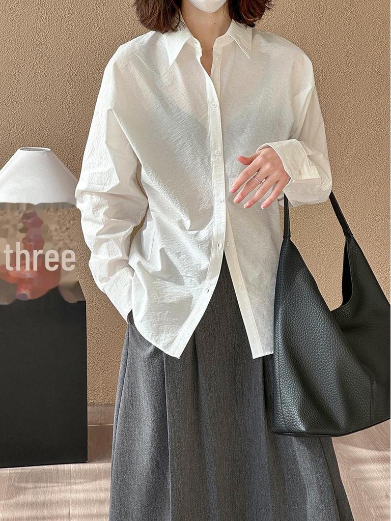 Juzhi Women's Commuter Lapel Long Sleeve Shirt - Spring Style (5002)