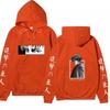 Attack On Titan Levi Ackerman Hoodie Unisex Fleece Sweatshirt Front Manga Eyes Print, Back Levi Portrait, Japanese Sleeve Text Autumn Winter Pullover