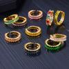 Gold Plated Cubic Zircon Rings For Women Open Stainless Steel Green Luxury Crystal Finger Ring Boho Jewelry Wedding Party Gift