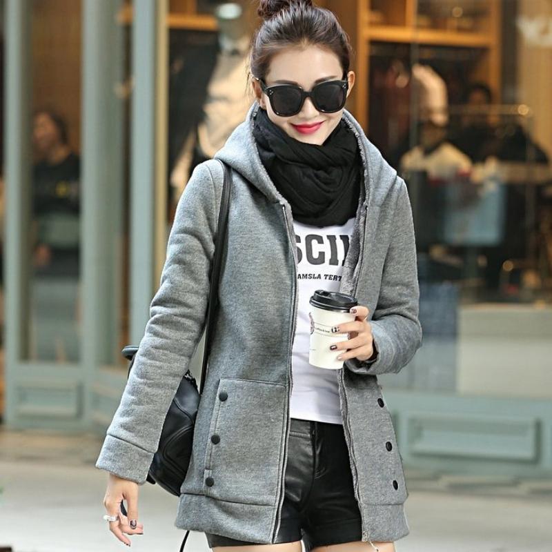 Plus Aksamitna Gruba Kurtka z Kapturem Damska Jesienno-Zimowa Odzież Styl Koreański Średniej Długości Pluszowa Kurtka Samodopasowująca się