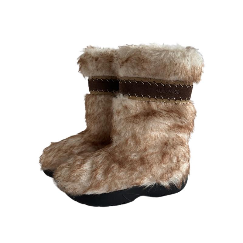 

Snow boots women s 2025 new round head thick bottom piled thickened thermal tall snow cotton 35