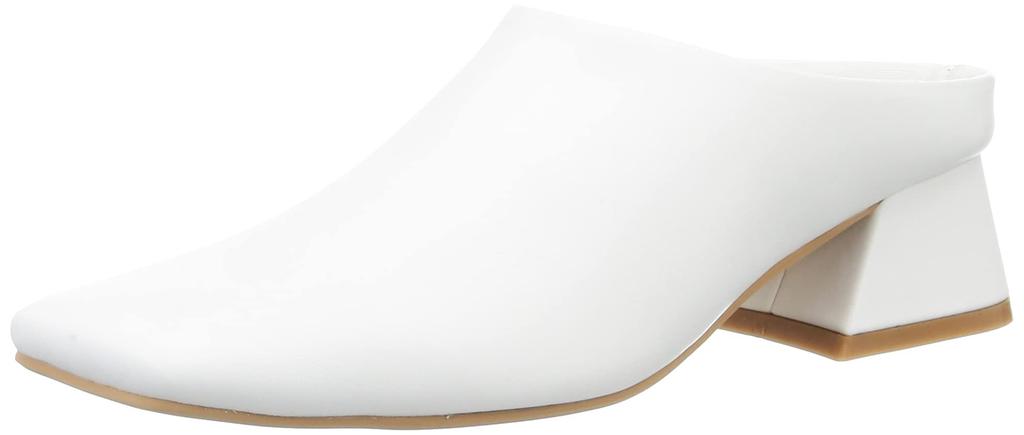 Myonotis Square Mule Size 2E Women's Slippers, White, 23.5 cm,