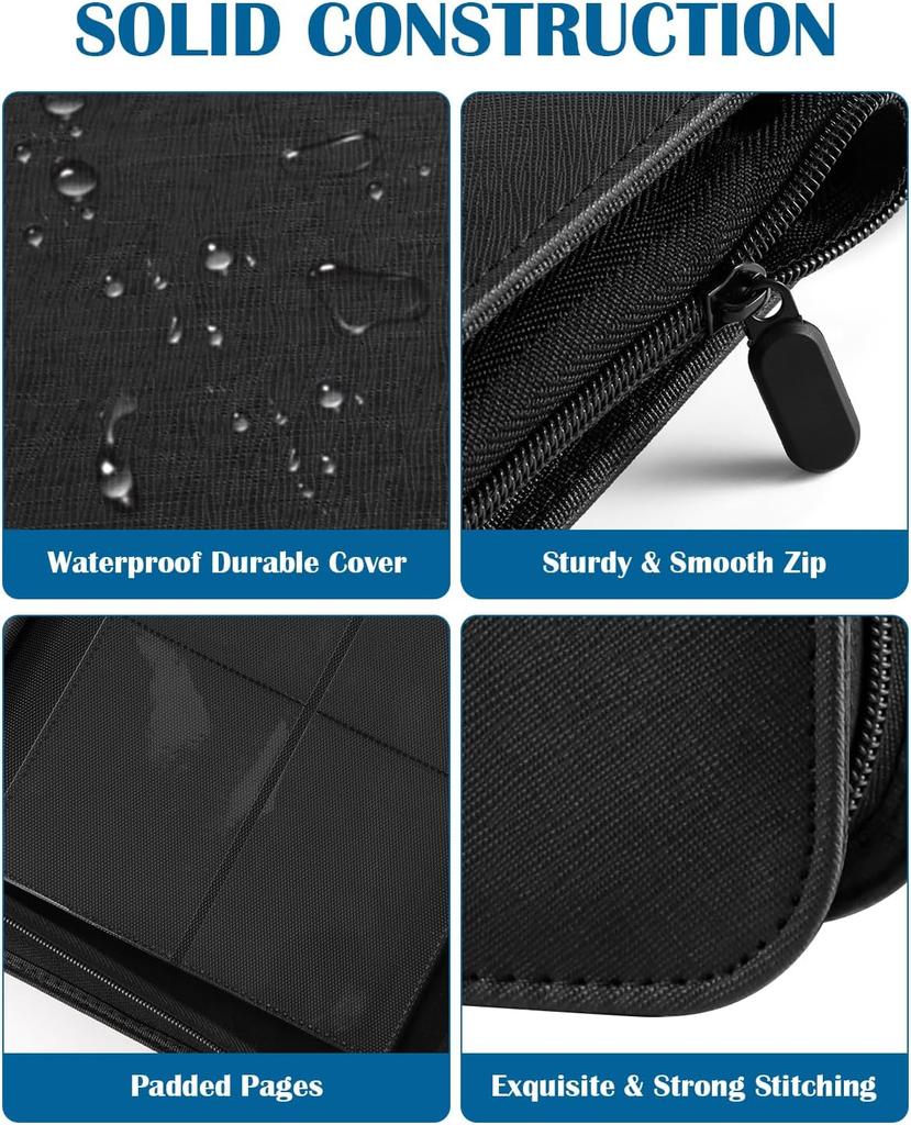 50 Sheets Trading Card Binder with Zipper – Compact PU Leather Album, Secure Top-Loading Pages for Trading, Sports & TCG Cards