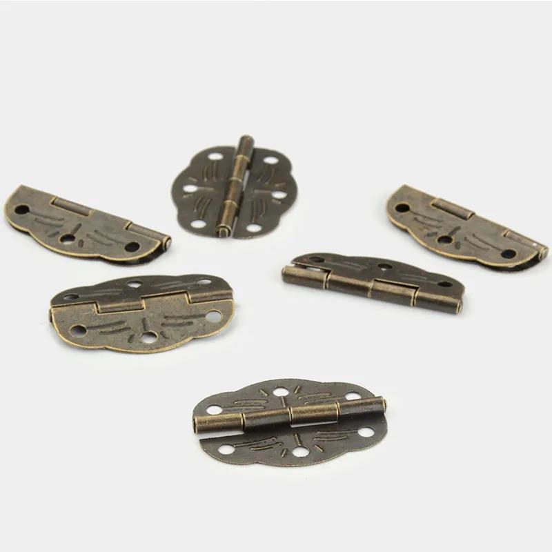 6pcs Mini Door Hinges Bronze Cabinet Drawer Hinges Decoration Jewellery Box Decorate Hinge For Furniture Hardware 30x22mm