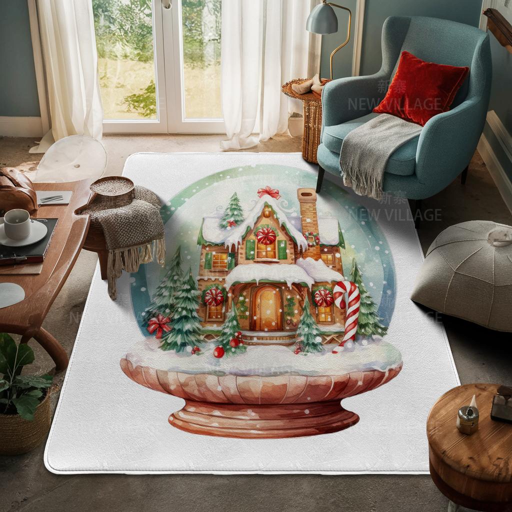 House Entrance Carpet Home Door Mat Living Room Bath Foot Bathroom Non-slip Water Absorption Rugs Bath Merry Christmas Winter
