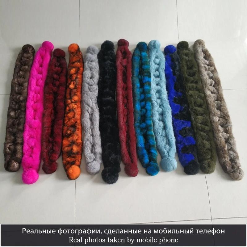 Women Winter Rabbit Fur Scarf 100% Natural Rabbit Fur Fashion warm And Soft Neckerchief Wholesale Pompoml Fur Scarves Headbands