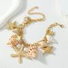 Bohemia Gold Color Metal Starfish Conch Charm Bracelet For Women Exquisite Imitation Pearl Chain Bracelet Summer Beach Jewelry