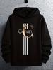 CALVIN Paris Stribet Hættetrøje - 100% Polyester Tyk Varm Pullover med Guld Logo