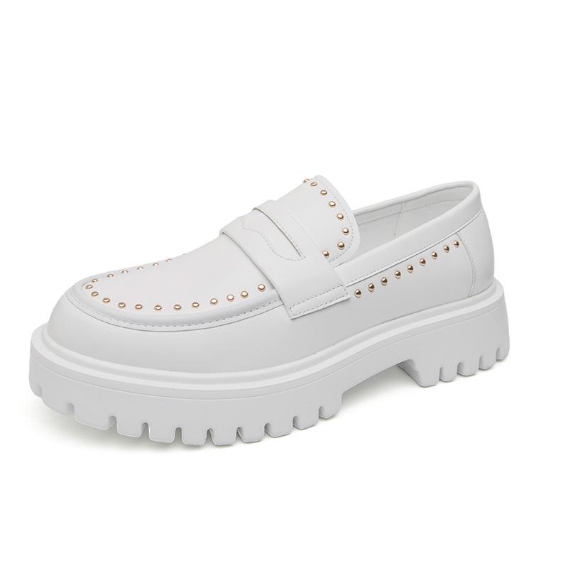 Men s Cross-Border Leather Loafers – Thick Sole Business  Casual Wear, Large Sizes Available 44 белый