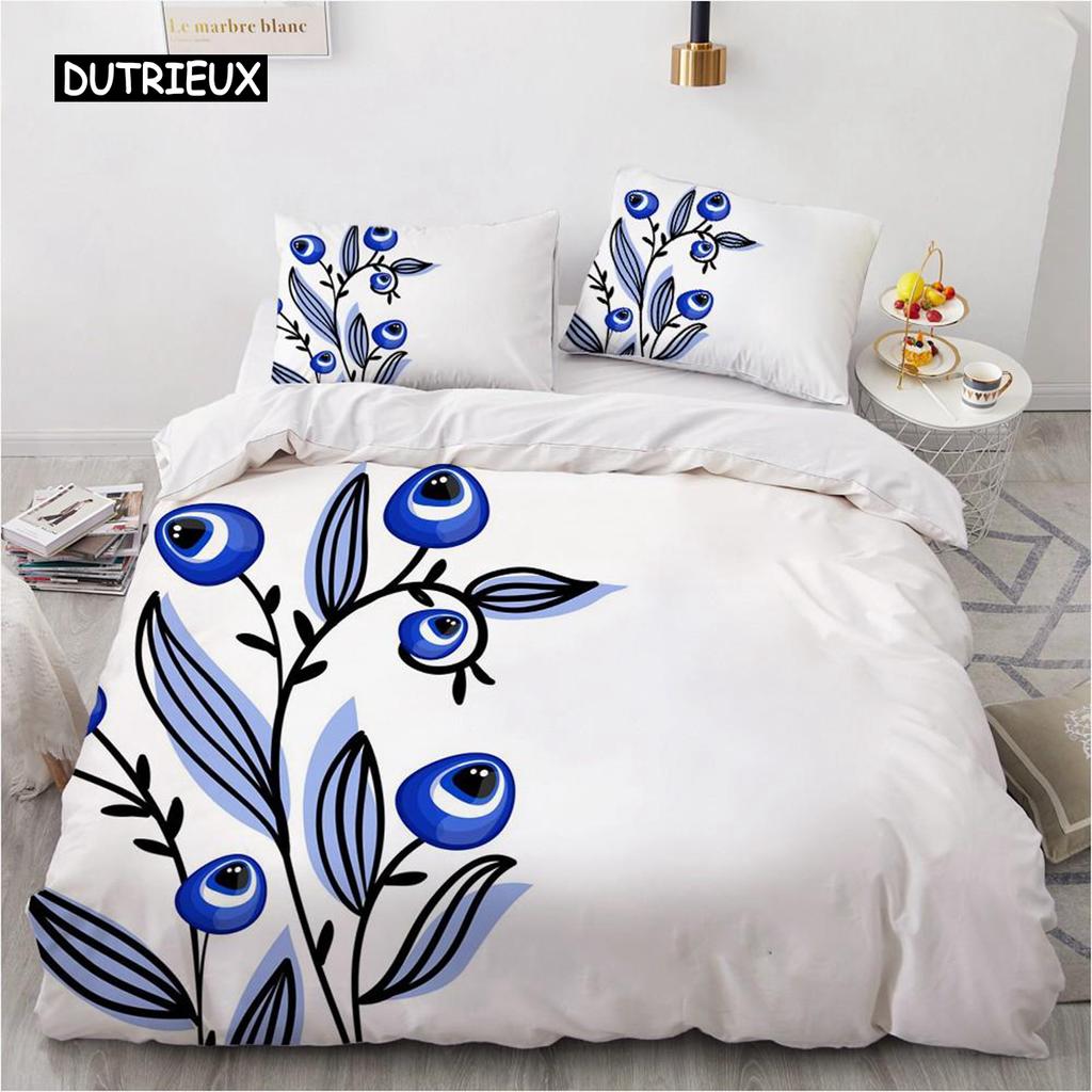 Mandala Duvet Cover Set Hamsa Hand with Inner Eye Evil Eyes Eastern Art Print Twin Bedding Set Teens King Polyester Quilt Cover