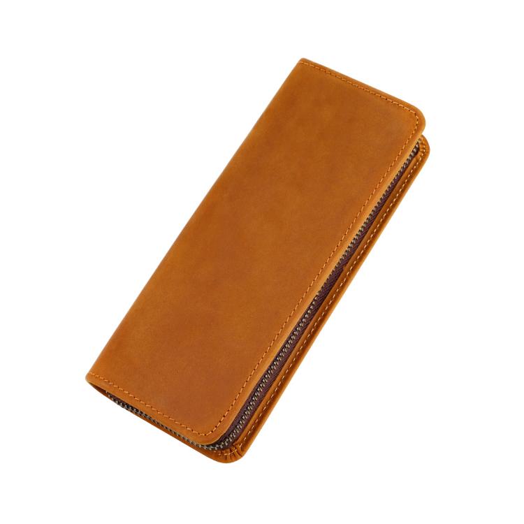 Hot Selling Vintage Genuine Leather Square Zipper Pen Pouch Pencil Case (Brown,197x80x30 mm) коричневый
