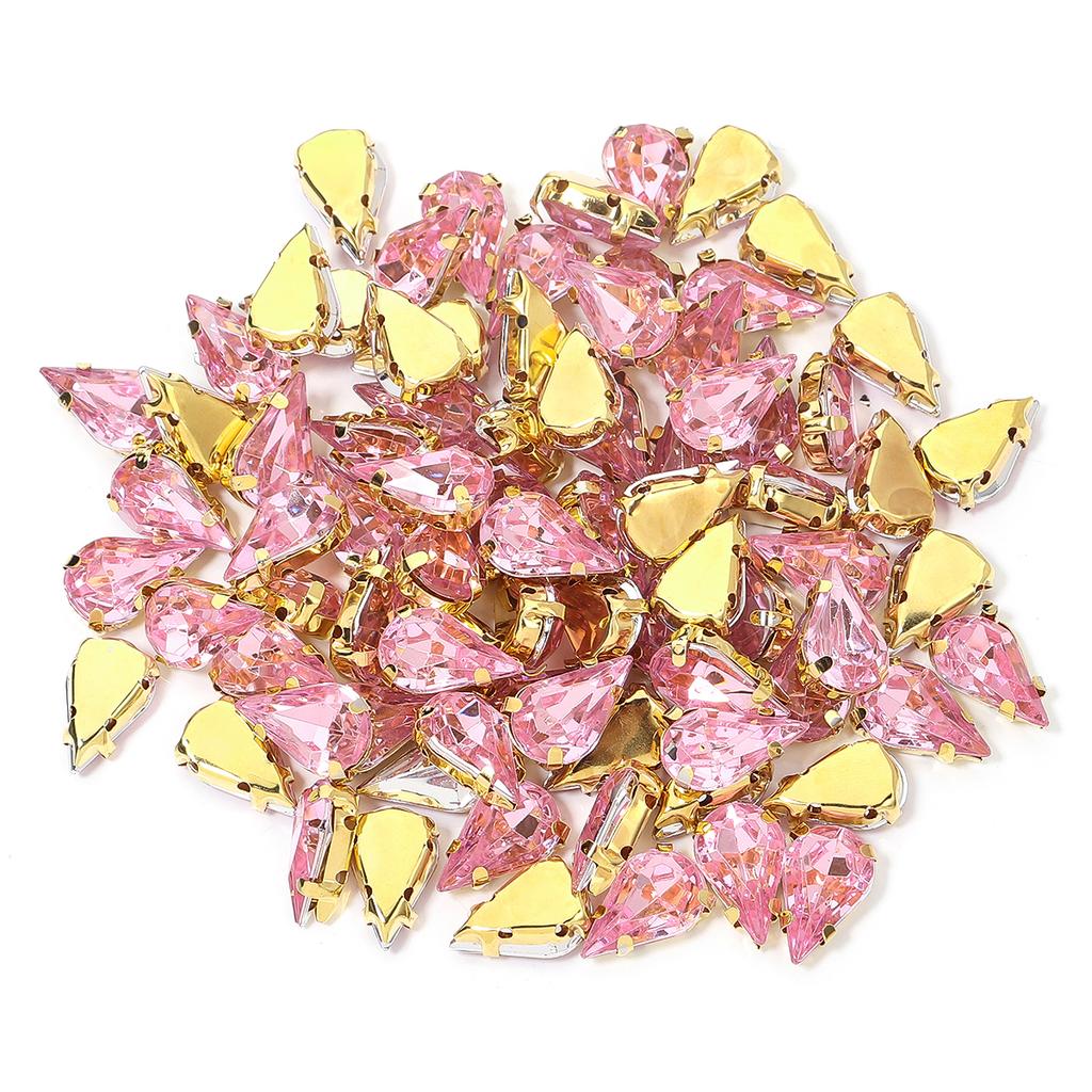 50pcs Water Drop Claw Rhinestones Stainless Steel Gold Bottom Acrylic Pointed Claw Drill For DIY Clothing Headwear Jewelry Decor