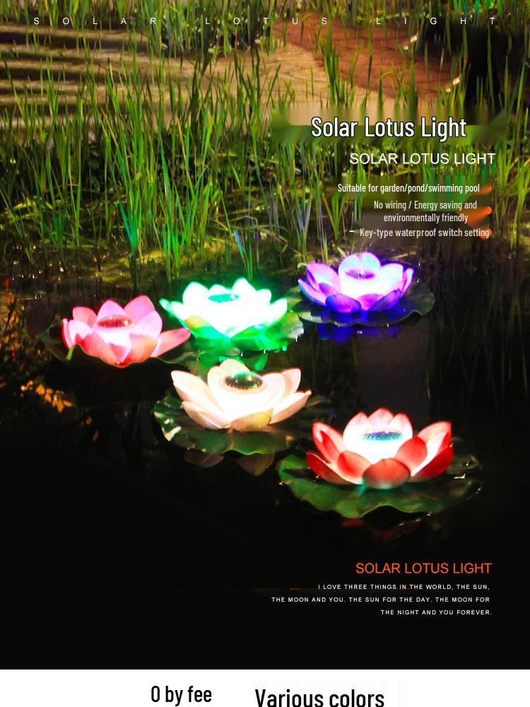 Solar Lotus Floating Pond Lamp - Waterproof Garden Wishing Light