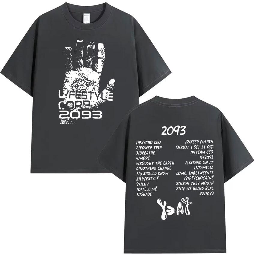 Rapper Yeat 2093 Musik Grafikdruck T-Shirt Herrenmode Hohe Qualität Lässig Baumwolle Kurze Ärmel Sommer Übergroß Y2K T-Shirts