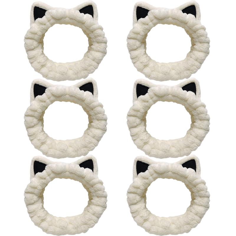 Cute Cartoon Cat Ears Face Wash Headband for Women with High Elasticity Hairband Accessories