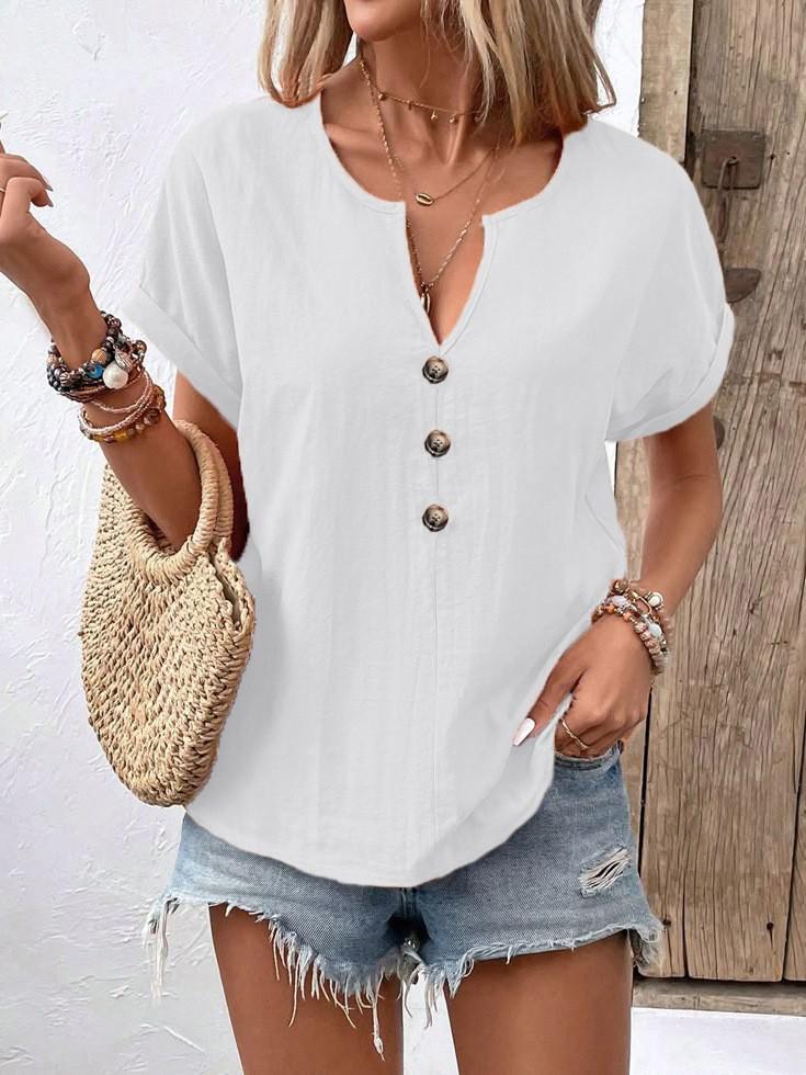 Women Fashion Retro Cotton And Hemp Printing Lapel Long Sleeves Shirt Tops