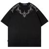 BeatStreet Borduur Suede T-shirts Mannen Harajuku Oversized Hip Hop Streetwear T-shirt Zomer Vintage Losse T-shirts Tshirt Top Y2K Zwart