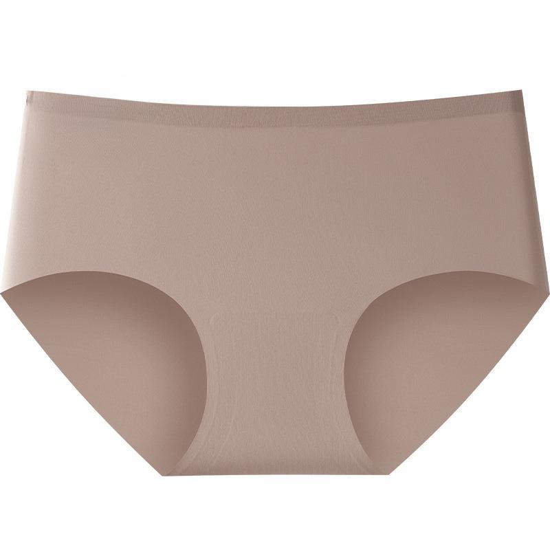 Female Spring and Summer Antibacterial Crotch 7A Mulberry Silk Sports Yoga Ice Silk Without Trace Middle Waist Triangle Briefs