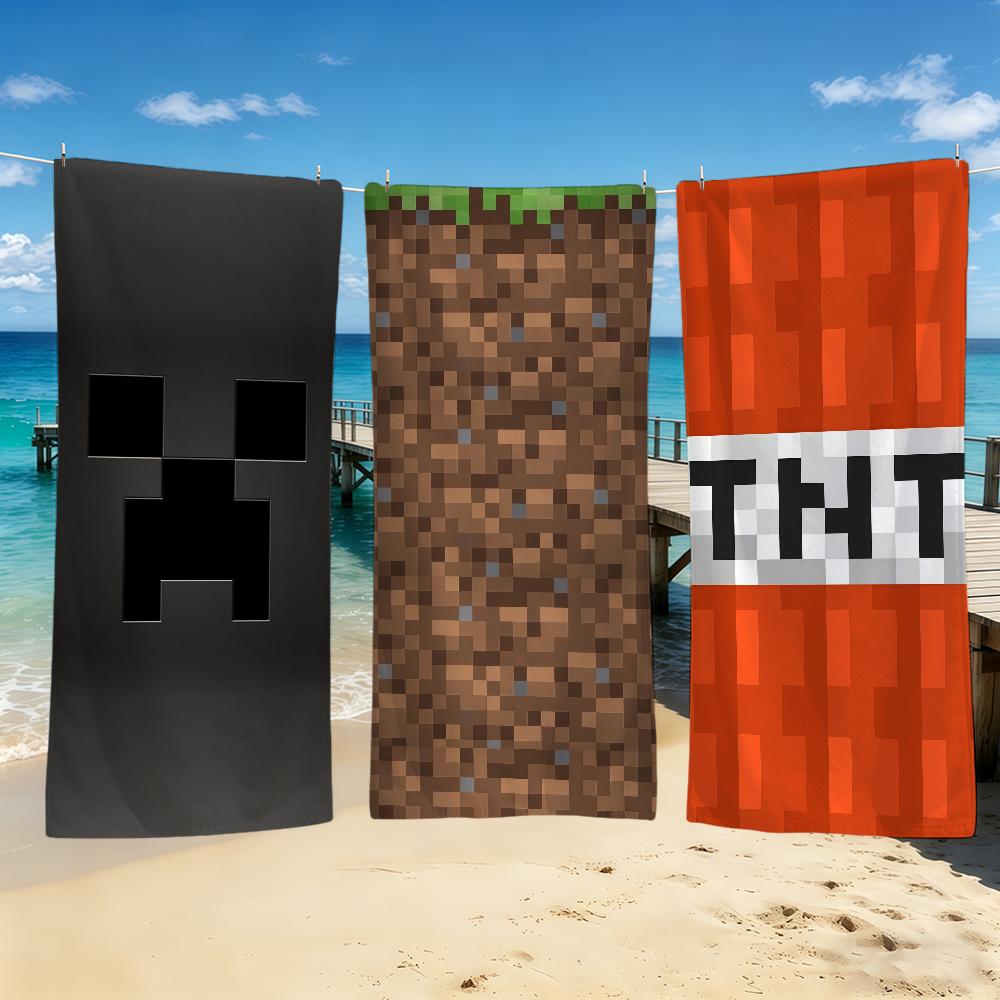 M-MinecraftS-ES Classic Game Towel For Outdoor Camping Beach Towel Super Absorbent Quick-Drying Summer Towel