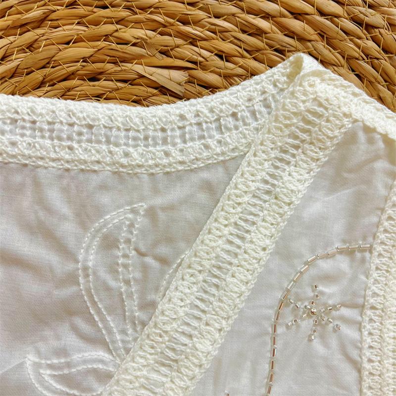 DIMANAF 2025 Nový kardigan Dámský Plus size Krajka Letní styl Základní vesta Bílé topy Trička Volné oblečení