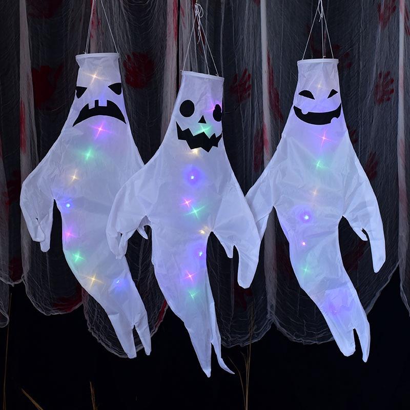 Ghost Lantern Halloween Decoration Hanging Flag Halloween Ghost Windsock Outdoor Pendants The Day of Dead Party Decor