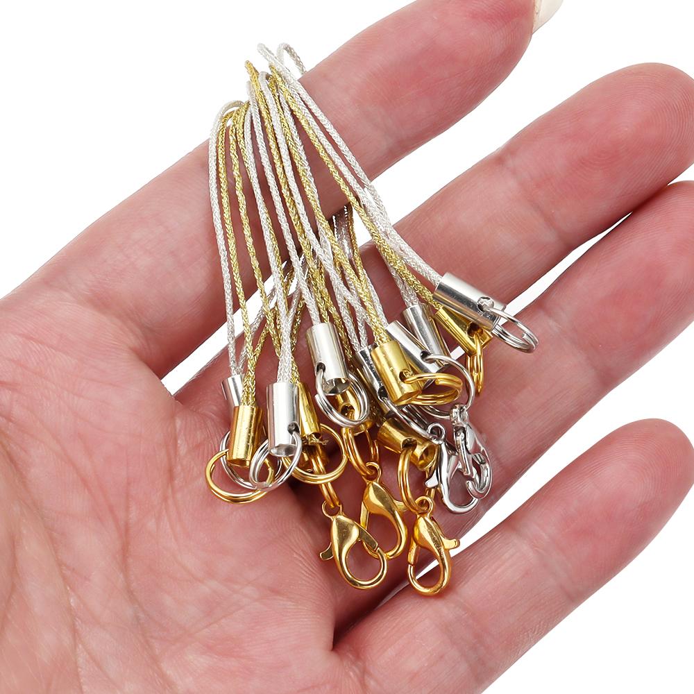 20pcs/lot Polyester Lanyard Double Ring Lobster Clasp Rope Keychains Cellphone Hook Keyring Bag Accessories For Key Ring Making