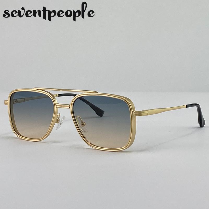 Vintage Steampunk Pilot Square Sunglasses Men Luxury Brand Trendy Metal Frame Driving Sunglass For Male UV400 Punk Shades