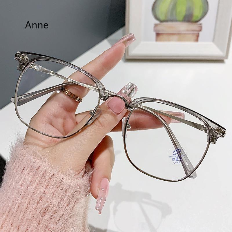 Men's Prescription Glasses Half-frame Silver Black Anti Blue Lightweight Myopia Glasses Fashionableabley Timeless Nearsighted Glasses -1.0 to-6.0