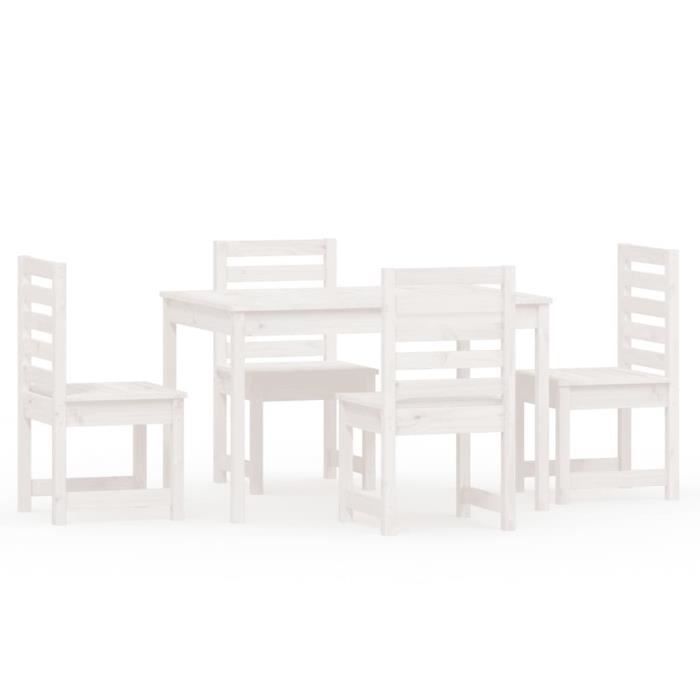 VidaXL Ensemble à dîner de jardin 5 pcs blanc bois massif de pin 3154684