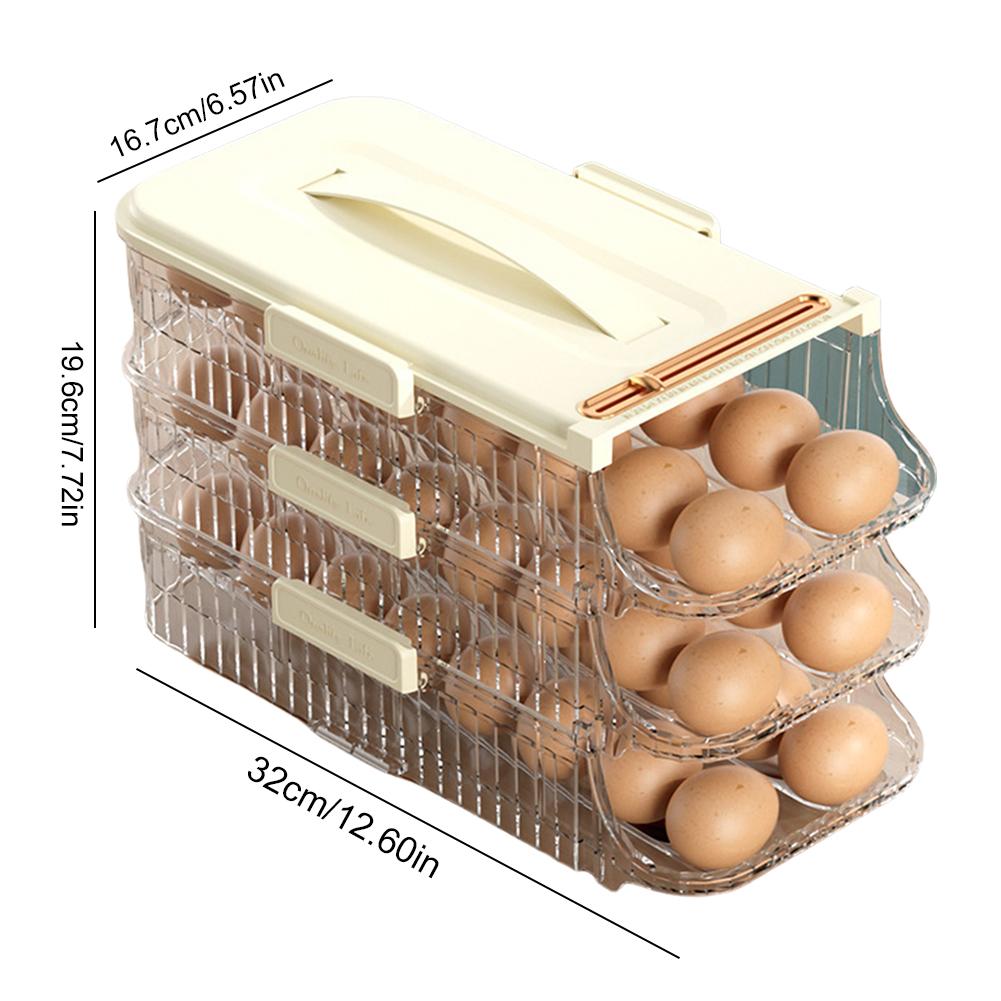 Fridge Egg Dispenser Space Saving Fridge Egg Rack 1/2/3 Layer Rolling Eggs Dispenser Organizer for Refrigerator Kitchen Cabinets