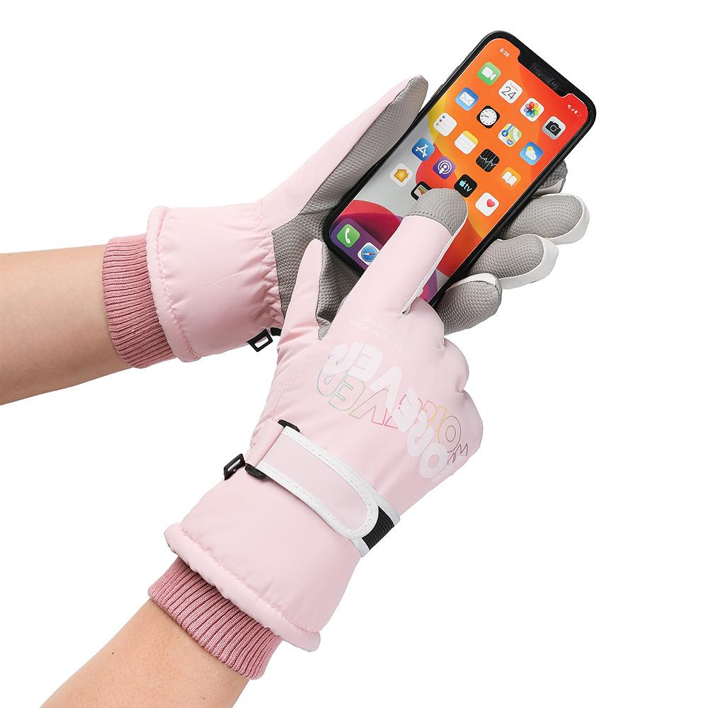 Ski Gloves for Men and Women Outdoor Winter Thickened Windproof Water Splashing Cold and Velvet Touch Screen Riding Warm Gloves