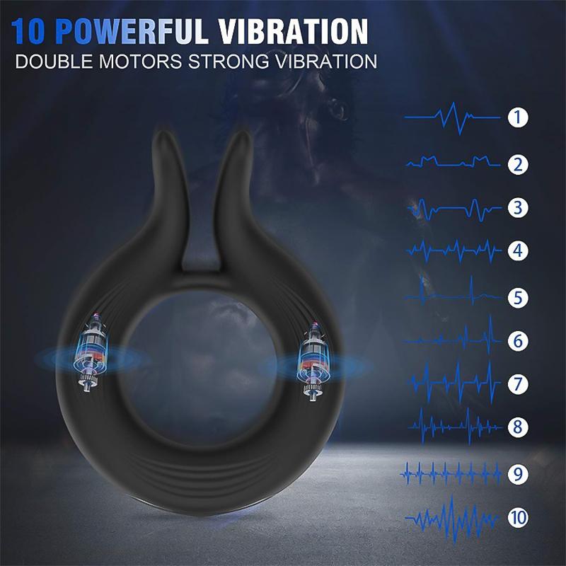 Silicone Penis Ring Vibrator 10 Modes Clitoris Stimulation Sex Toys for Man Delayed Ejaculation Sexy Goods for Male Adults