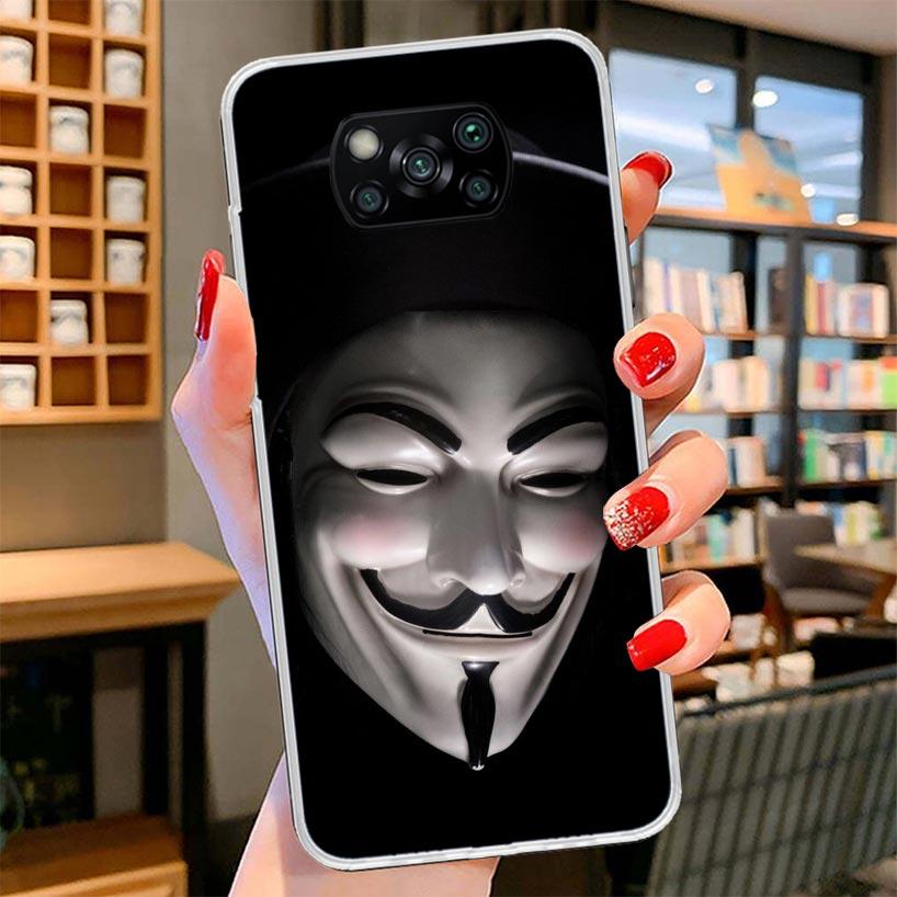 Anonymous V Mask Cover Phone Case For Xiaomi Poco F7 Ultra X7 X6 X5 Pro M7 Redmi 15C 15 13C 13 12C 12 10C 10 9A 9C 9T 9 Shell Po