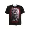 Novelty Beach Cat Beer Pattern Print T-shirt 3D Men Women Trend Personality Tops Oversized Short sleeve Crew Neck Streetwear Tee