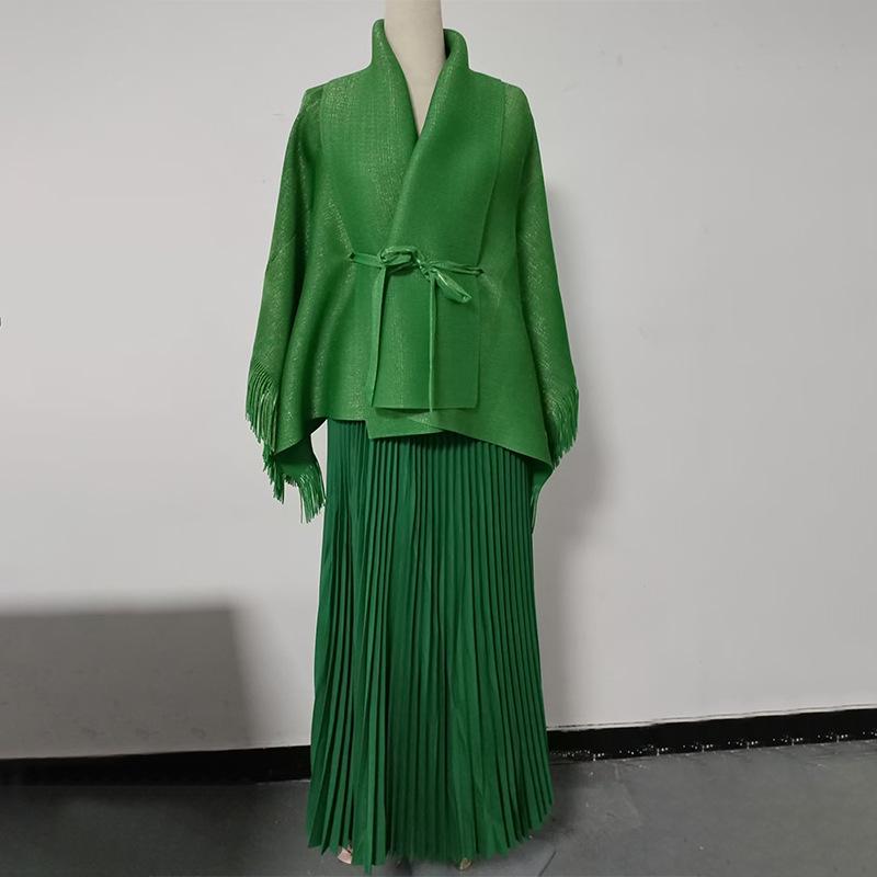 Miyake Falten Damen Sommer 2025 Übergroß Lässig Mode mit Afrikanischem Heißprägung