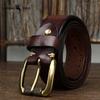 New Retro Fashion Personality Trend All-match Hollow First Layer Cowhide Pin Buckle Belt Men's Leather Jeans Belt