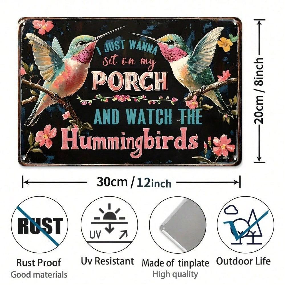 

Vintage Hummingbird Porch Metal Tin Sign Garden Patio Home Wall Decor 20x30 разноцветный