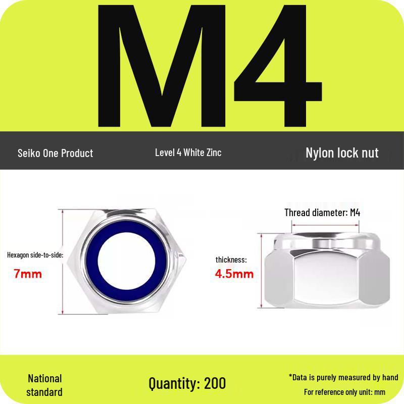 4.8-Grade Galvanized Black Nylon Anti-Loosening Self-Locking Nut for M3-M10 Threads