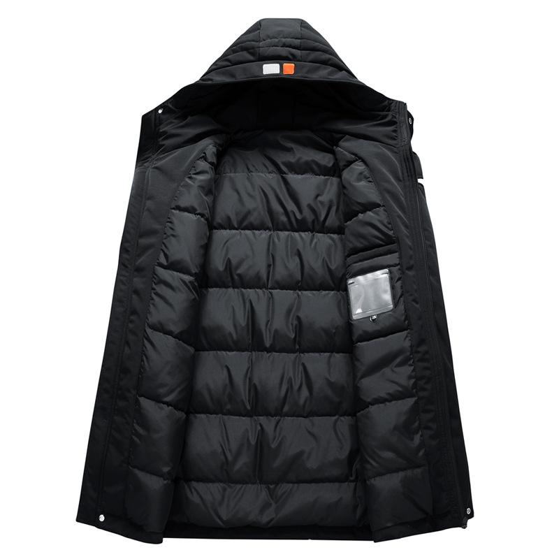 Winter Men's New Style Down Jacket, Stand Collar, Trendy Simple Hooded Jacket, Mid-length, Thickened, Warm and Cold-proof, Trendy Brand for Men