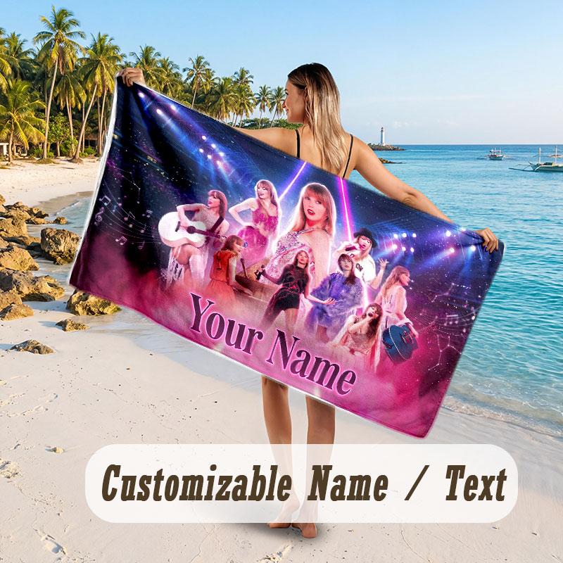 Custom Name Large Beach Towel,Taylor Swift Quick Absorbent Towel For Outdoor Travel Poolside