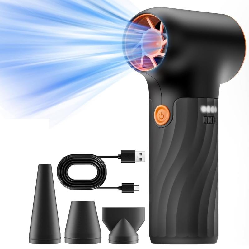 Electric Air Duster,130000RPM Blower with High Speed Fan,3 Adjustable Rechargeable Cordless Jet Fan Air Blower