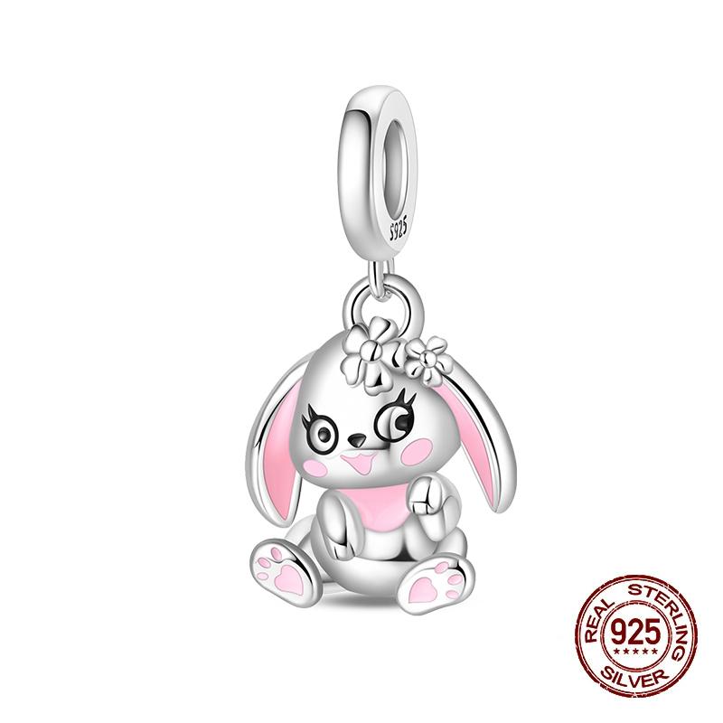 New Copper Pink Cute Animal Charms Beads Chinese Style Panda Fit 3Mm Original Bracelets Diy Jewelry Birthday Gift