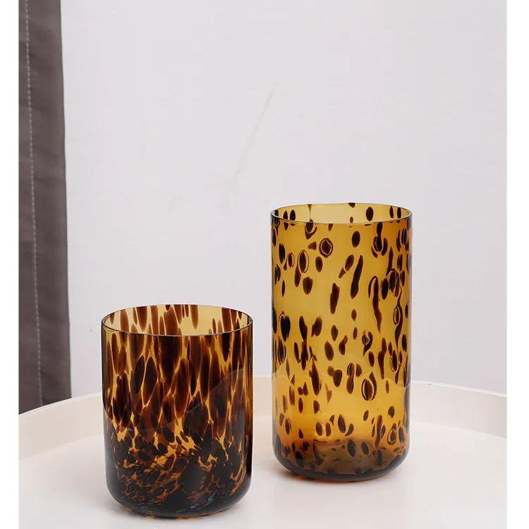 Süße Bernstein Leopard Pilz Glas Tasse Kelch Schönheit Cocktail Tasse Getränke Tasse Vintage Tasse Kaffee Milch Glas Tasse